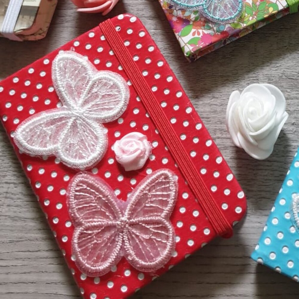 Mini Notebook-Butterfly Flowers Handmade Notepad Small Pocket Mini Journal Gift - Picture 3 of 3